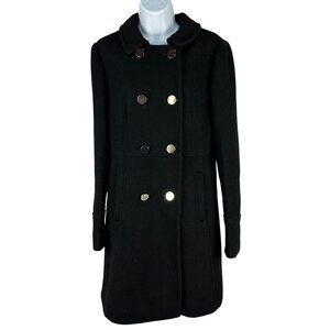 Ann Taylor Loft Womens Black Wool Blend Double Breasted Pea Coat Size 6 Tall